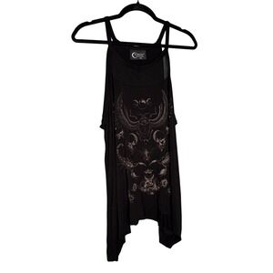 Midnight Hour black dark goth tank top insects floral print